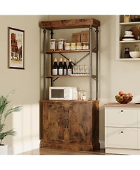 gaomon 73" Tall Industrial Bookshelf with Doors – Wood and Metal Farmhouse Bookcase Open Shelves Cabinet