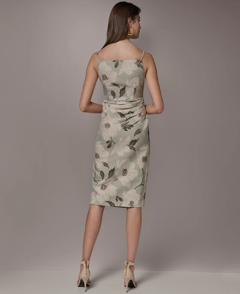 Donna Karan New York Women's Square Neck Faux Wrap Sheath Dress