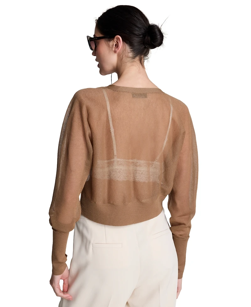 Kenneth Cole Women's Saddle-Shoulder Cropped Cardigan