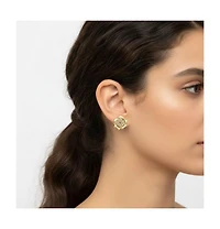 14K Gold Plated with Clear Cubic Zirconia Accents Flower Earrings