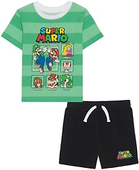 Mario Bros. Boys' 2T-5T Super & Friends T-Shirt Shorts, 2-Piece Set