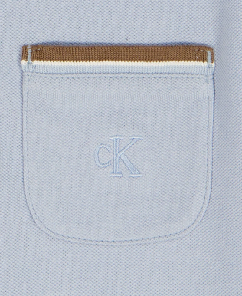 Calvin Klein Baby Boys' Tipped Polo Shirt and Twill Shorts, 2-Piece Set