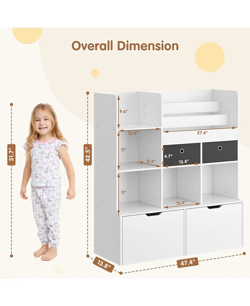 gaomon Kids Bookshelf with Drawers – Modern Wooden Toy Storage Organizer and Bookcase with Cubbies