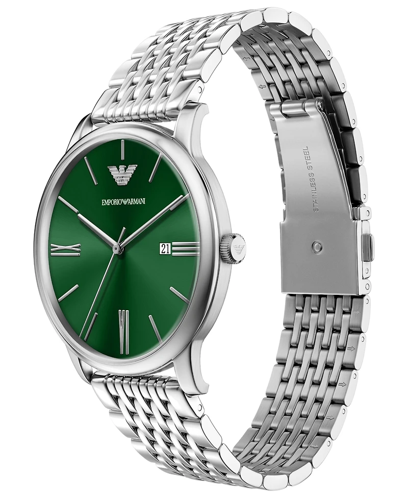 Emporio Armani Men's Quartz Three-Hand Silver Stainless Steel Watch, 42mm