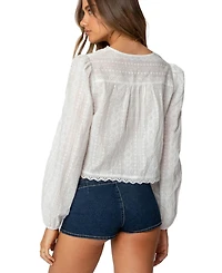 Edikted Women's Lesley Cotton Lace Tie Front Top