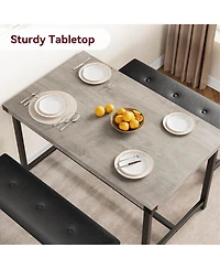 gaomon “3 Piece Retro Gray Dining Table Set with Rectangular Table & 2 Upholstered Benches for 4.”