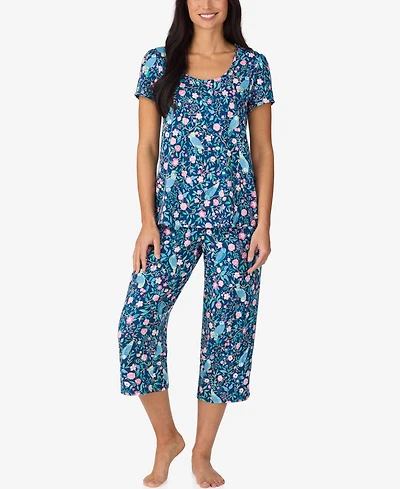 Cuddl Duds Women's Short-Sleeve Top & Cropped Pants, 2-Piece Pajama Set