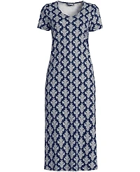 Lands' End Women's Plus Cotton Short Sleeve Midcalf Nightgown