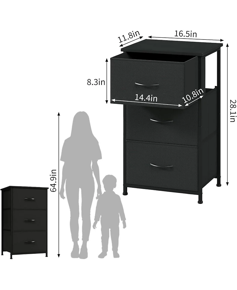 gaomon Stylish 3-Drawer Dresser with Removable Fabric Bins