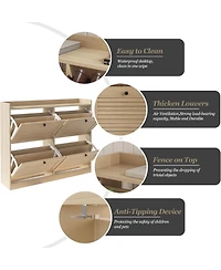gaomon Large Shoe Storage Cabinet with 4 Flip Drawers, Narrow Entryway Shoe Organizer with Adjustable Shelves.