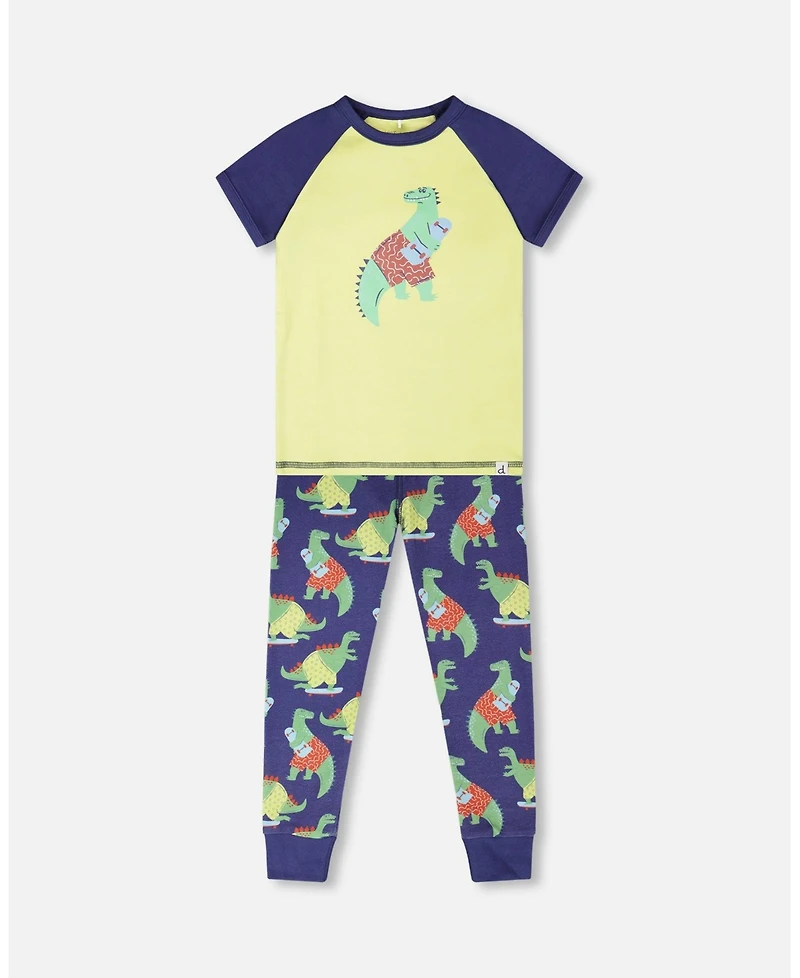 Draft - Deux par Baby Boys Cotton Two-Piece Pajama Set Dino Print.