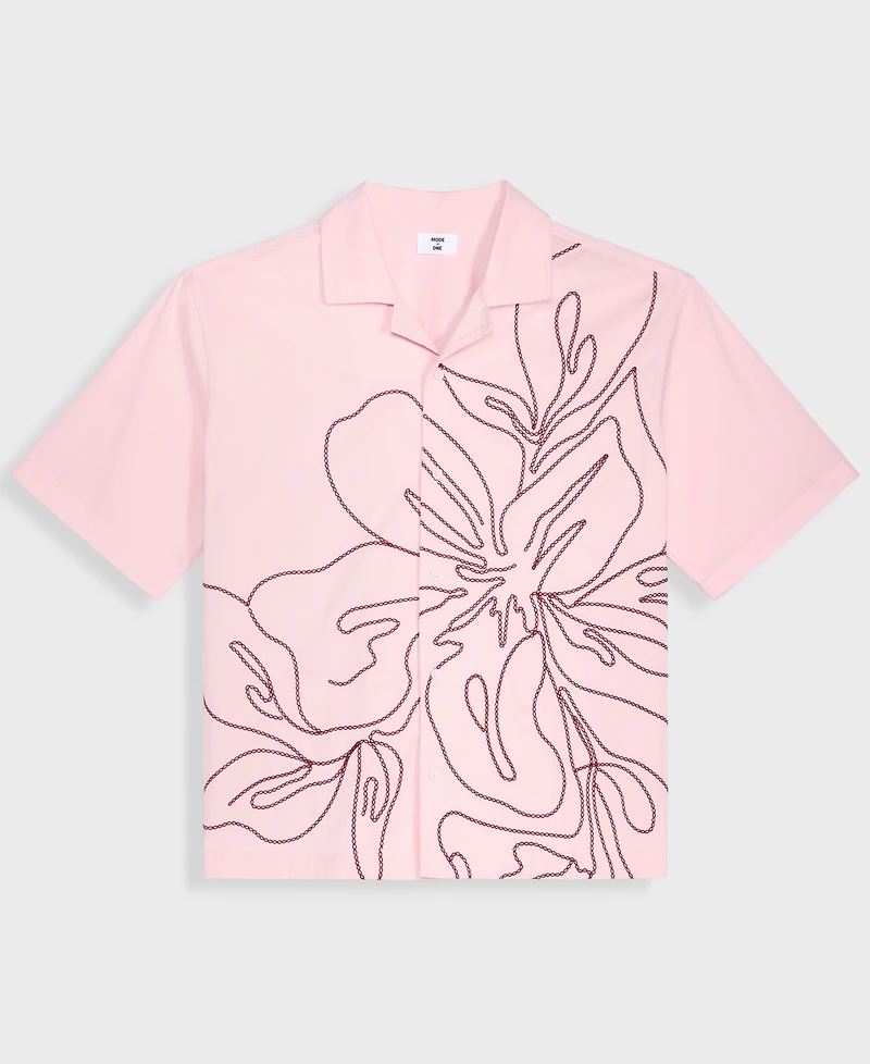 Mode of One Men's Cotton-Blend Printed Relaxed Camp Shirt, Macy's Exclusive