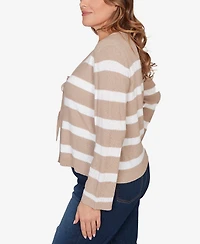 Ruby Rd. Plus Striped Tie Front Cardigan Sweater