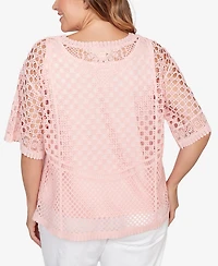 Ruby Rd. Plus Size Chemical Lace Pullover Sweater