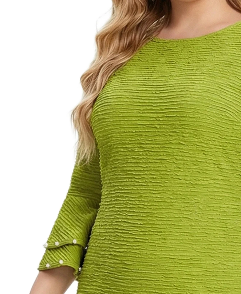 Ny Collection Plus Size Long Sleeve Dress with Bell Cuffs