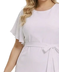 Ny Collection Plus Size Short Sleeve Pleated Ruffle Dress
