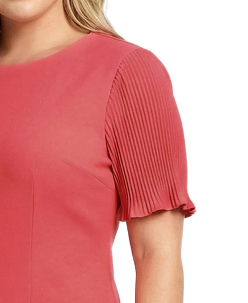 Ny Collection Plus Plisse Pleated Short Sleeve Dress