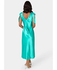 Bebe Women's Bow Strap Satin Midi Dress