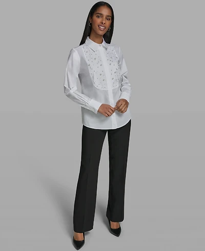 Karl Lagerfeld Paris Women's Collared Woven Blouse