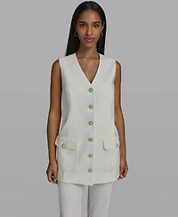 Karl Lagerfeld Paris Women's V-Neck Woven Vest