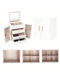 Yigii 4-Tier Jewelry Box with Mirror & Drawers - Stylish Organizer for Women