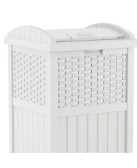 Suncast GHW1732WH Trashcan Hideaway Outdoor 33 Gallon Garbage Waste Bin, White