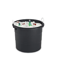 Homz 17 Gal Plastic Open Storage Round Utility Tub with Handles, Black (2 Pack)