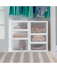 Sterilite 27 Quart Stacking Storage Drawer, Stackable Plastic Bin Drawer, 4 Pack