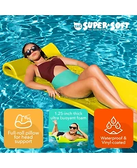 Trc Recreation Splash 1.25" Thick Foam Swimming Pool Float Lounger Mat, Yellow