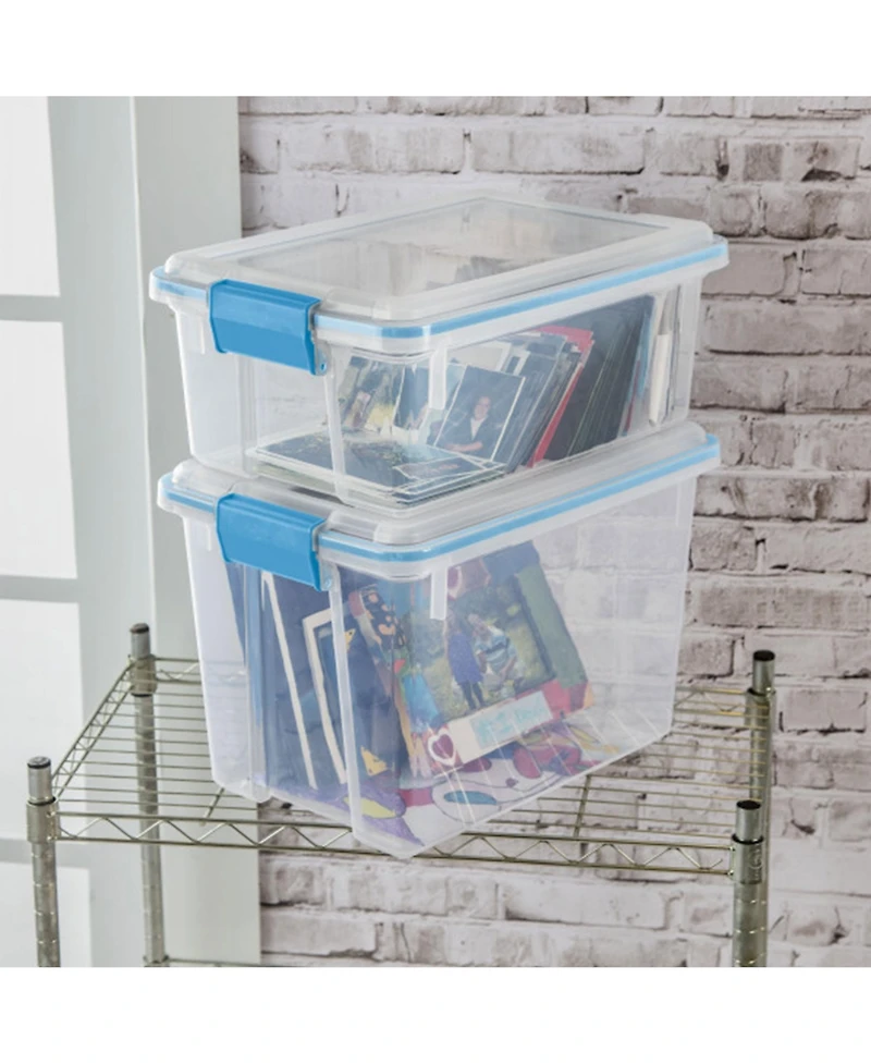 Sterilite 12 Qt Plastic Storage Bin Container Clear Gasket Sealed Box, (6 Pack)