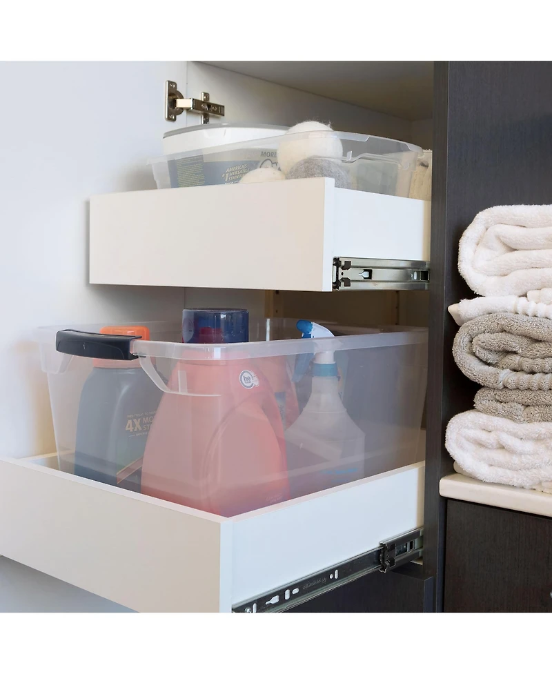 Rubbermaid 6 Qt Clear Plastic Indoor Storage Tub Tote Container & Lid, 12 Pack