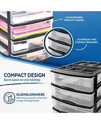 Gracious Living 4 Drawer Desktop Countertop Storage with Organizer Lid