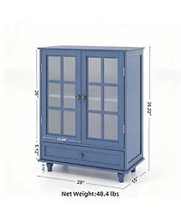 Yigii 36" Kitchen Sideboard Cabinet with Glass Doors and Drawer