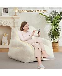 gaomon Giant Bean Bag Chair, Faux Fur Stuffed Bean Bag Couch with Filler, Bean Bag Chair for Adults, Big Lazy Sofa Floor Sofa with Handle