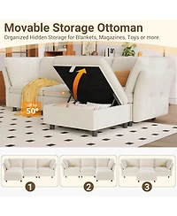 gaomon 97" Sectional Couch for Living Room, Modern l-Shaped Modular Sectional Sofa, Cloud Couch with Storage Ottoman