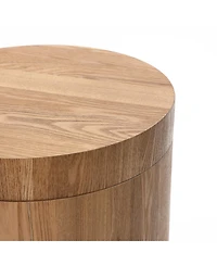LuxenHome Modern Mdf Wood Round Side Table with Ash Veneer, 18.5” Tall