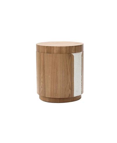 LuxenHome Modern Mdf Wood Round Side Table with Ash Veneer, 18.5” Tall