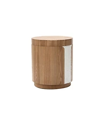 LuxenHome Modern Mdf Wood Round Side Table with Ash Veneer, 18.5” Tall