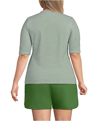 Lands' End Plus SunShade Upf 50 Elbow Sleeve Rash Guard Swim Tee