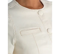 Liverpool Los Angeles Women's Crew Neck Short-Sleeve Cropped Jacket