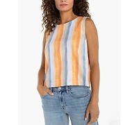 Liverpool Los Angeles Women's Striped Sleeveless Crew Neck Top