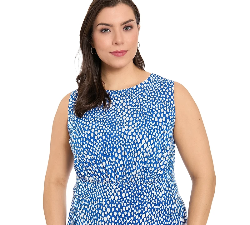 London Times Plus Round Neck Sleeveless Dress