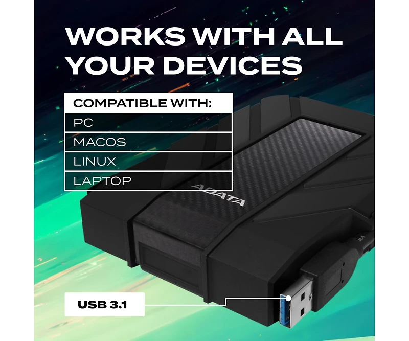 Adata HD710 Pro 1TB Usb 3.1 IP68 Waterproof/Shockproof/Dustproof Ruggedized External Hard Drive (AHD710P-1TU31-cbk)