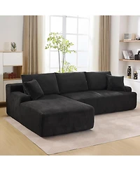 gaomon Cloud Sectional Couch 106" Modern L-Shape Corner Modular Upholstered Sofa with Loveseat Chaise Deep Seat Plush Corduroy Fabric Foam Cushions