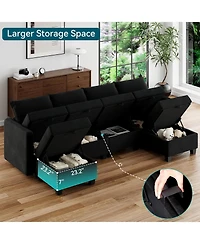 Gaomon Modular Sofa Sectional Sleeper Couch with 2 Ottomans, 9 Seat Convertible U Shaped Modular Sofa with Storage