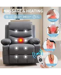 gaomon Swivel Rocker Recliner Chair with Massage and Heat, Oversized Glider Recliner Nursery Chair,Single Sofa Seat