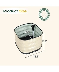 Aoodor Galvanized Raised Garden Bed 16.5'' Self-Watering Planter Box with Drainage Plug and Water Reservoir for Indoor & Outdoor Gardening