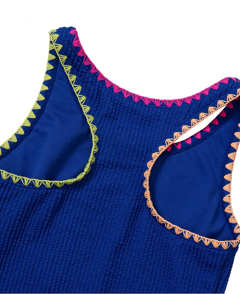 Lands' End Girls Chlorine Resistant Embroidered One Piece Swimsuit