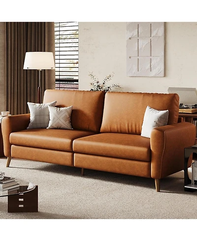 gaomon 84" Sofa, 3 Seater Couch for Living Room, Modern Loveseat, Pu Leather Sofa with Deep Seats and Wide Armrests, Wood Legs, Easy Assembly