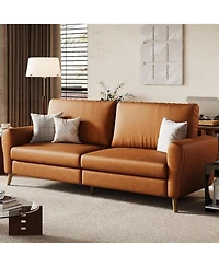 gaomon 84" Sofa, 3 Seater Couch for Living Room, Modern Loveseat, Pu Leather Sofa with Deep Seats and Wide Armrests, Wood Legs, Easy Assembly